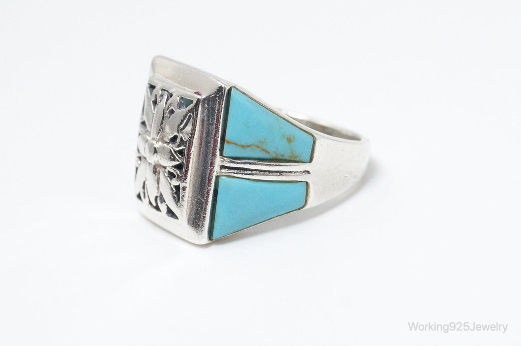 Vintage Thai Designer Turquoise Sterling Silver Ring SZ 7.75 | Jewelry > Rings | Wiccan Center