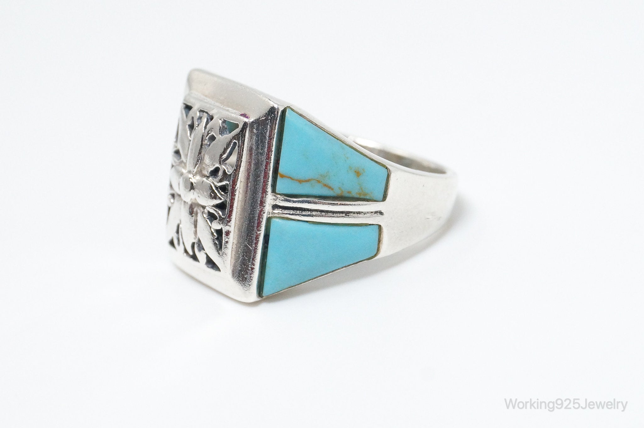 Vintage Thai Designer Turquoise Sterling Silver Ring SZ 7.75 | Jewelry > Rings | Wiccan Center