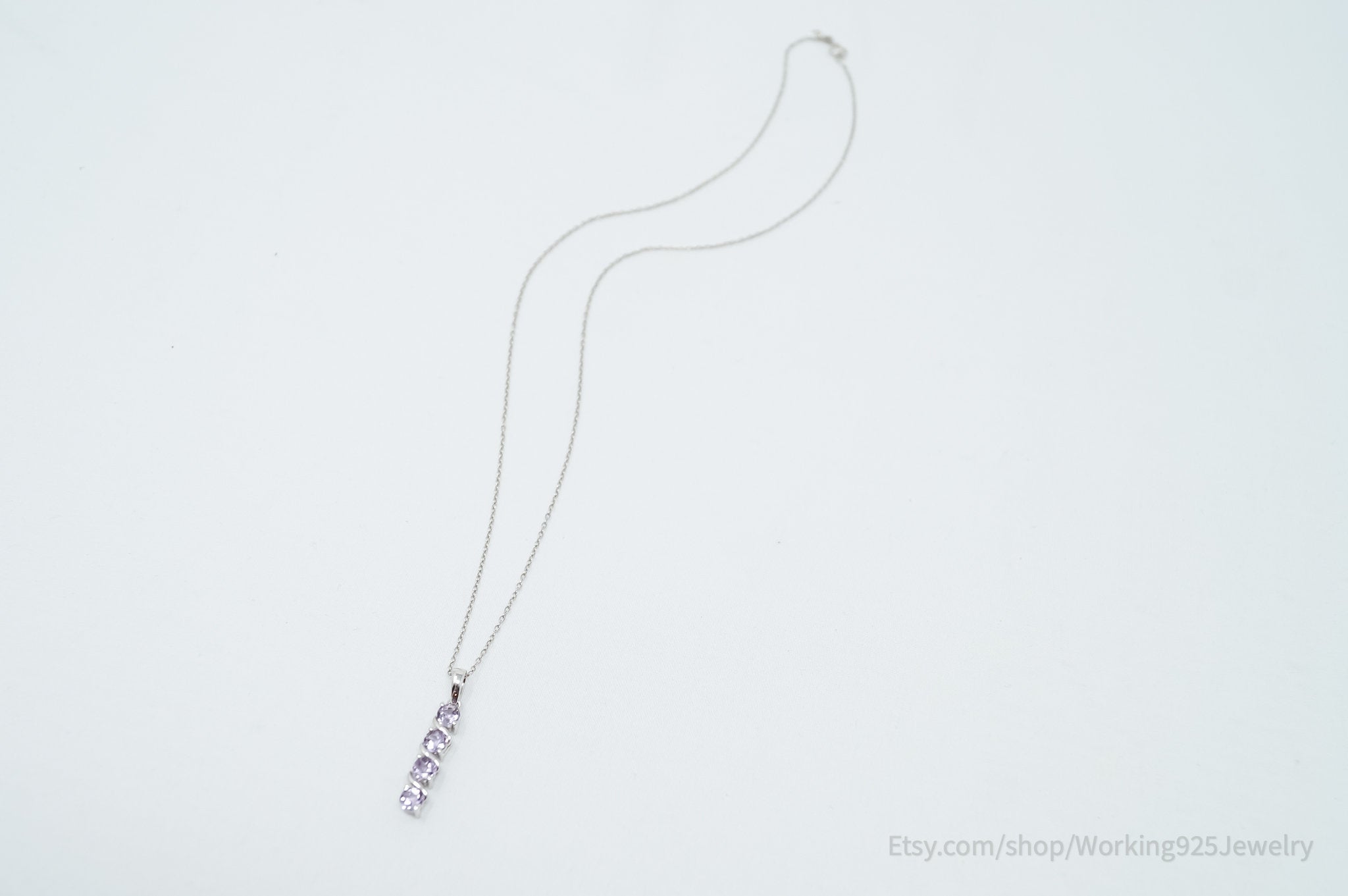 Vintage Amethyst Art Deco Sterling Silver Long Chain Necklace | Jewelry > Necklaces > Pendants | Wiccan Center