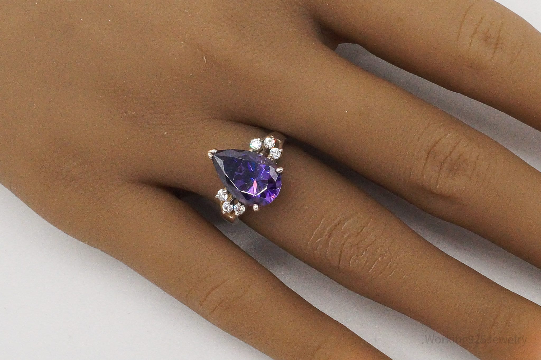 Vintage Purple & White Diamonique Sterling Silver Ring Size 6 | Jewelry > Rings | Wiccan Center