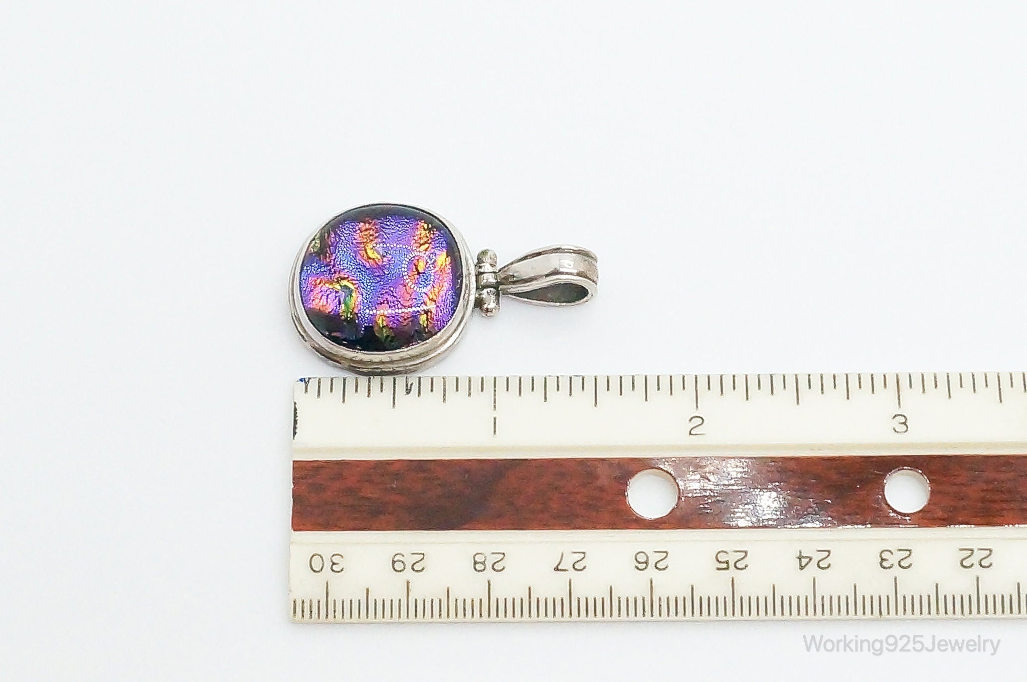 Vintage Large Dichroic Glass Sterling Silver Necklace Pendant | Jewelry > Necklaces > Pendants | Wiccan Center