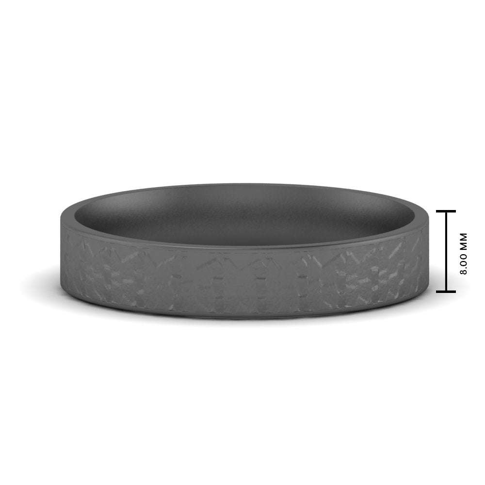 Unique Rock Textured Mens Wedding Band 5 mm