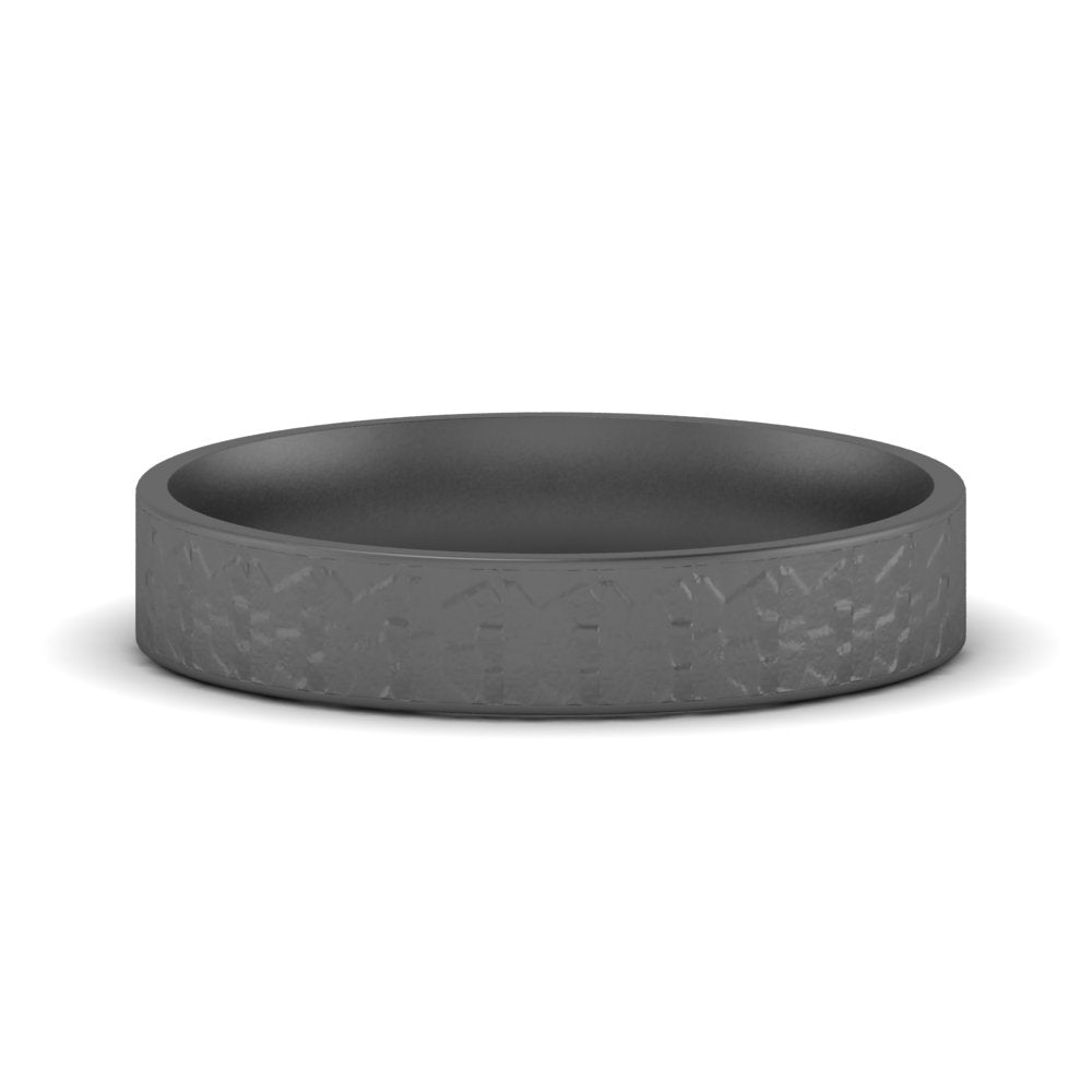 Unique Rock Textured Mens Wedding Band 5 mm