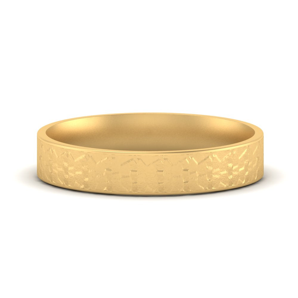 Unique Rock Textured Mens Wedding Band 5 mm