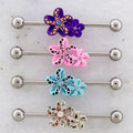 14G Industrial Barbell - Tribal Flower | Body Jewelry | Wiccan Center