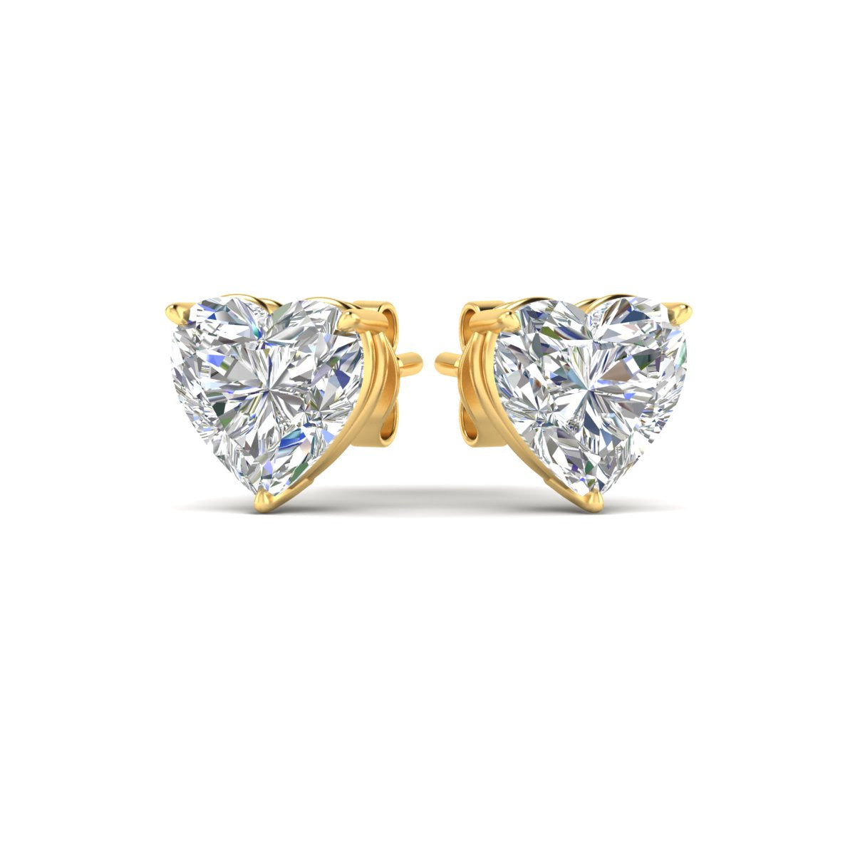 3 Prong Heart Shaped Diamond Solitaire Stud Earring in Basket Setting