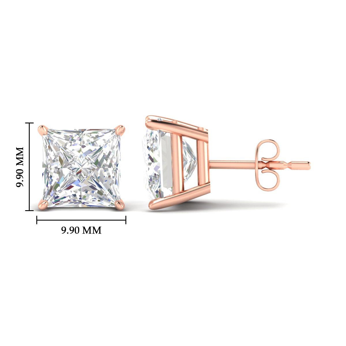 Princess Cut Diamond Solitaire Stud Earrings [IGI Certified]