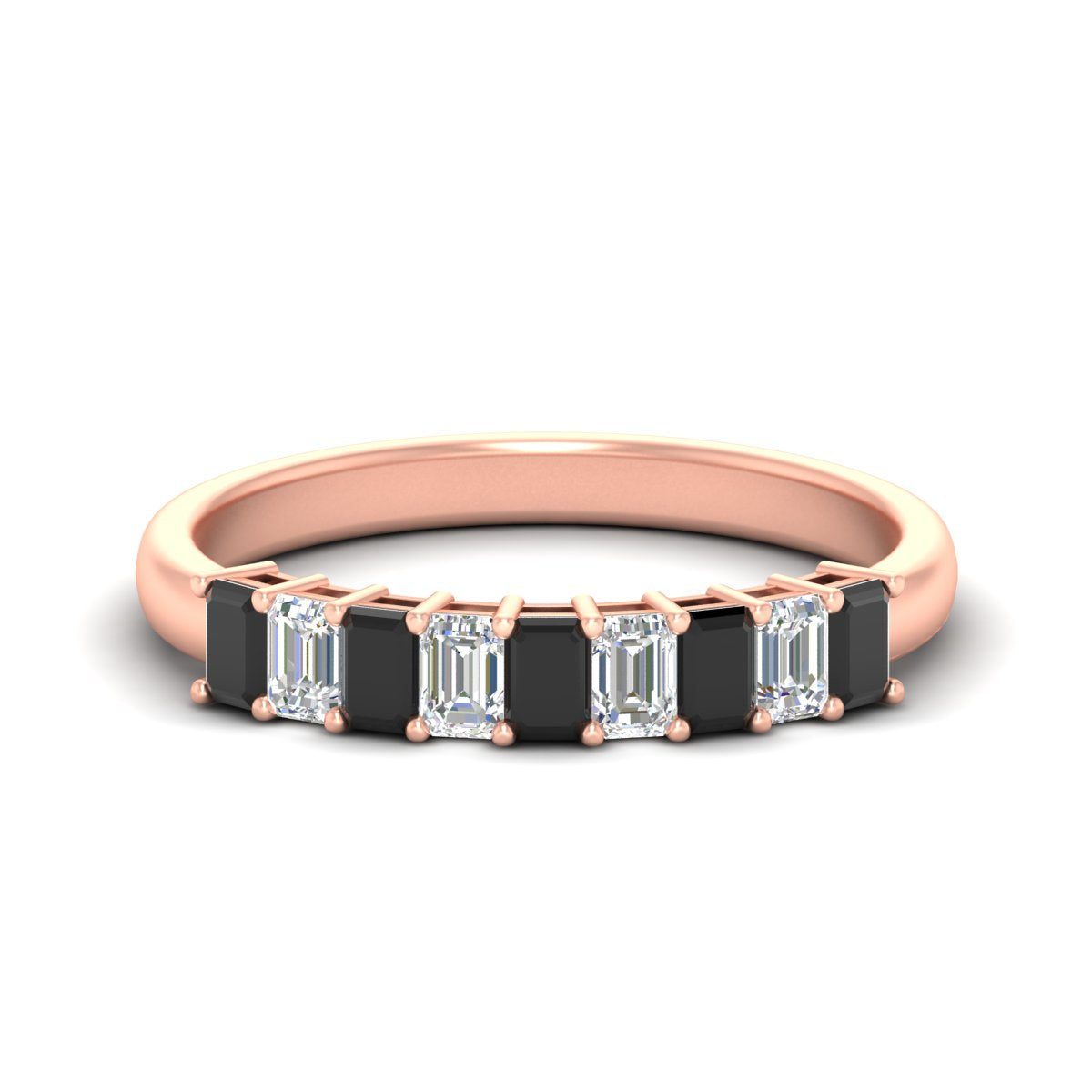 1 Carat Nine Stone Emerald Cut Wedding Band