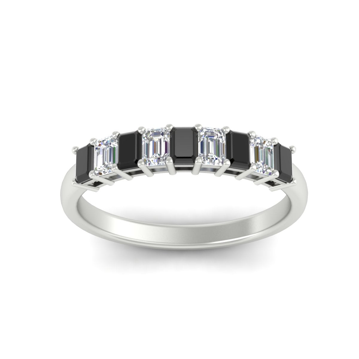 1 Carat Nine Stone Emerald Cut Wedding Band