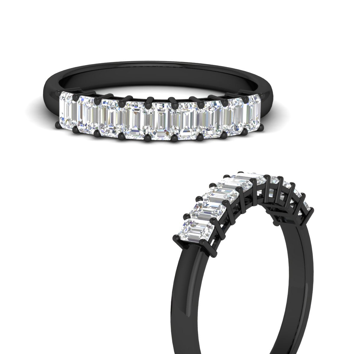 1 Carat Nine Stone Emerald Cut Wedding Band