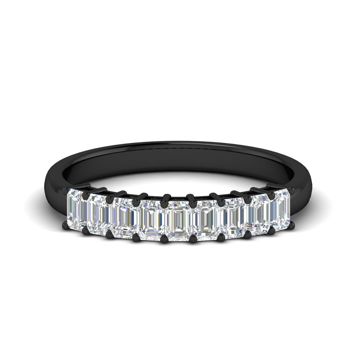1 Carat Nine Stone Emerald Cut Wedding Band