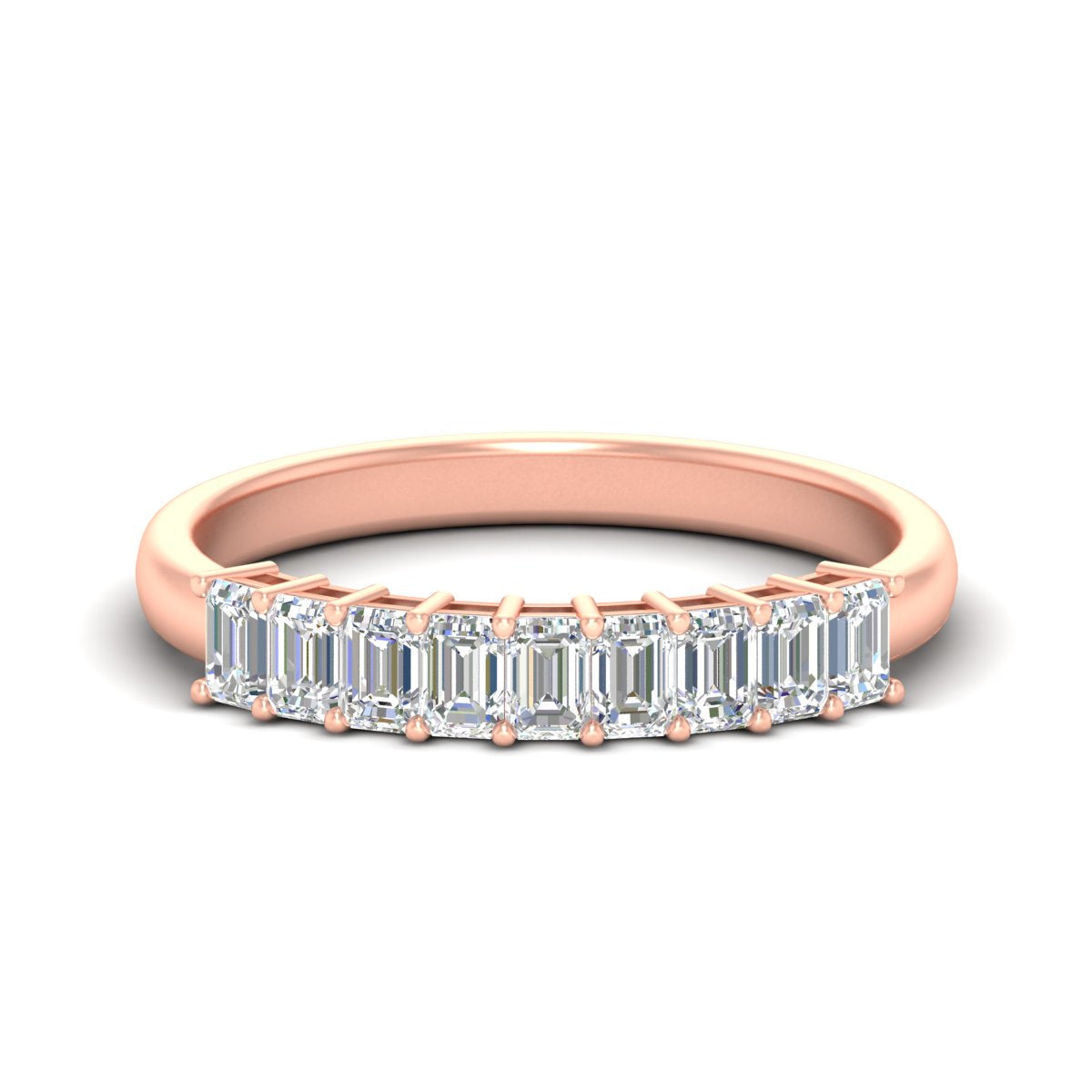 1 Carat Nine Stone Emerald Cut Wedding Band