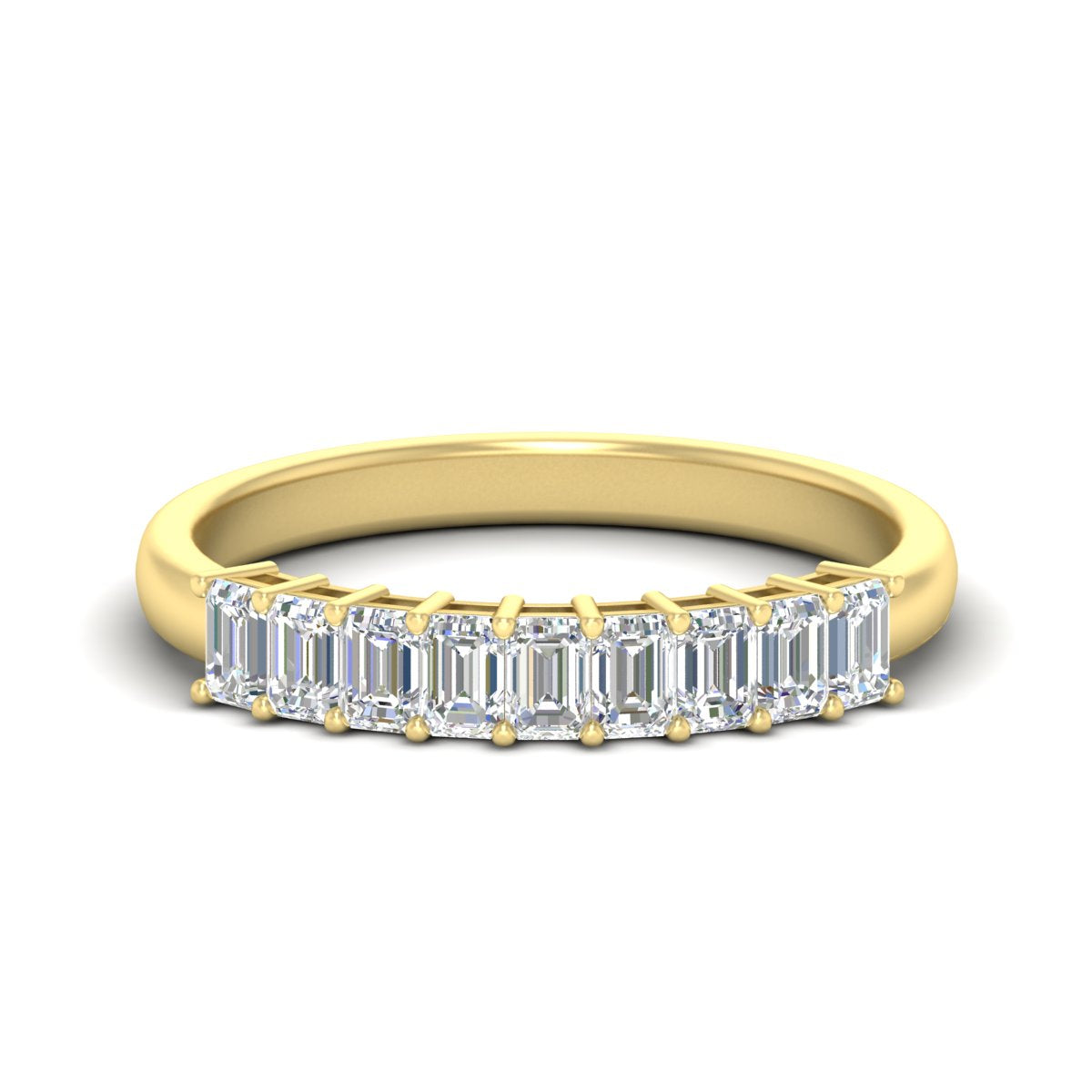 1 Carat Nine Stone Emerald Cut Wedding Band