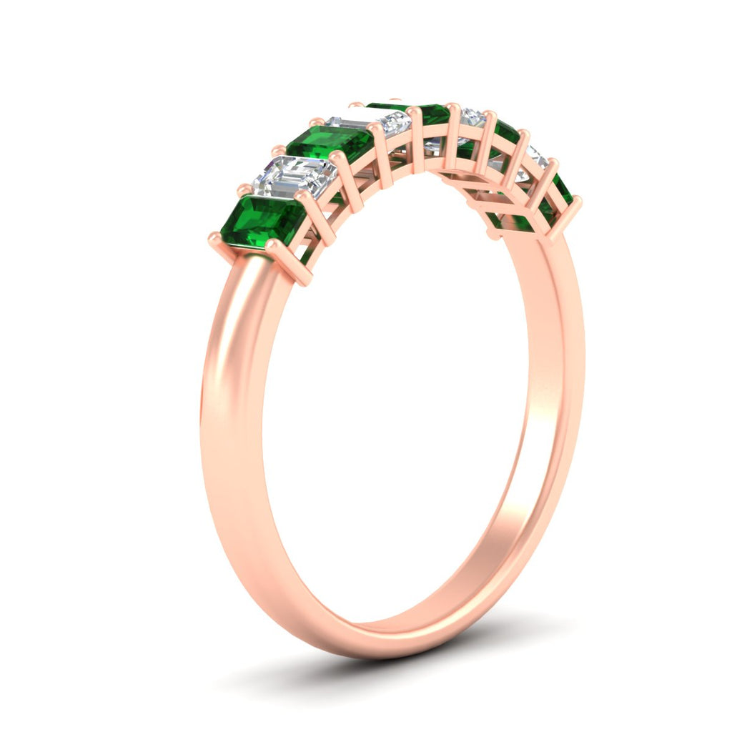 1 Carat Nine Stone Emerald Cut Wedding Band