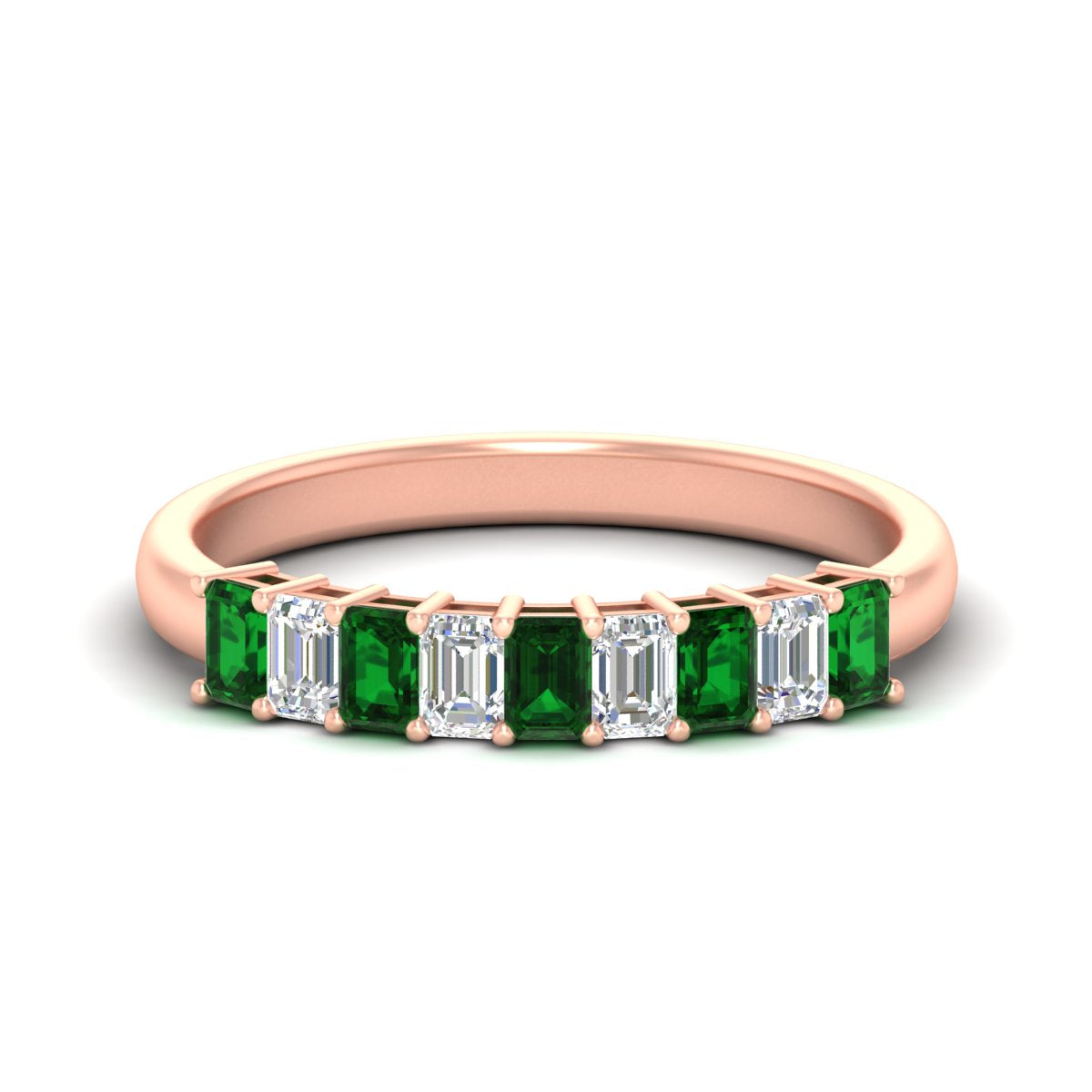 1 Carat Nine Stone Emerald Cut Wedding Band