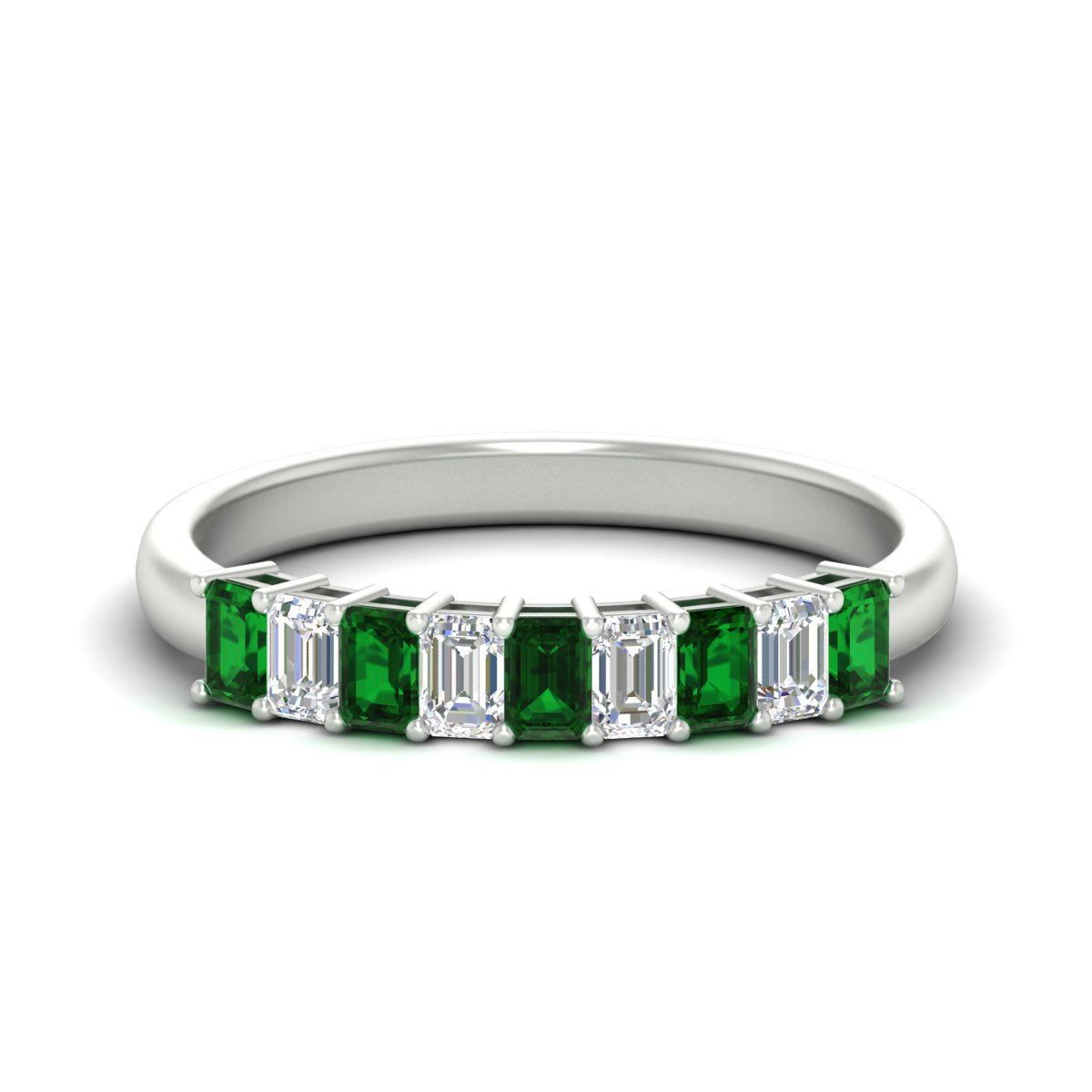 1 Carat Nine Stone Emerald Cut Wedding Band