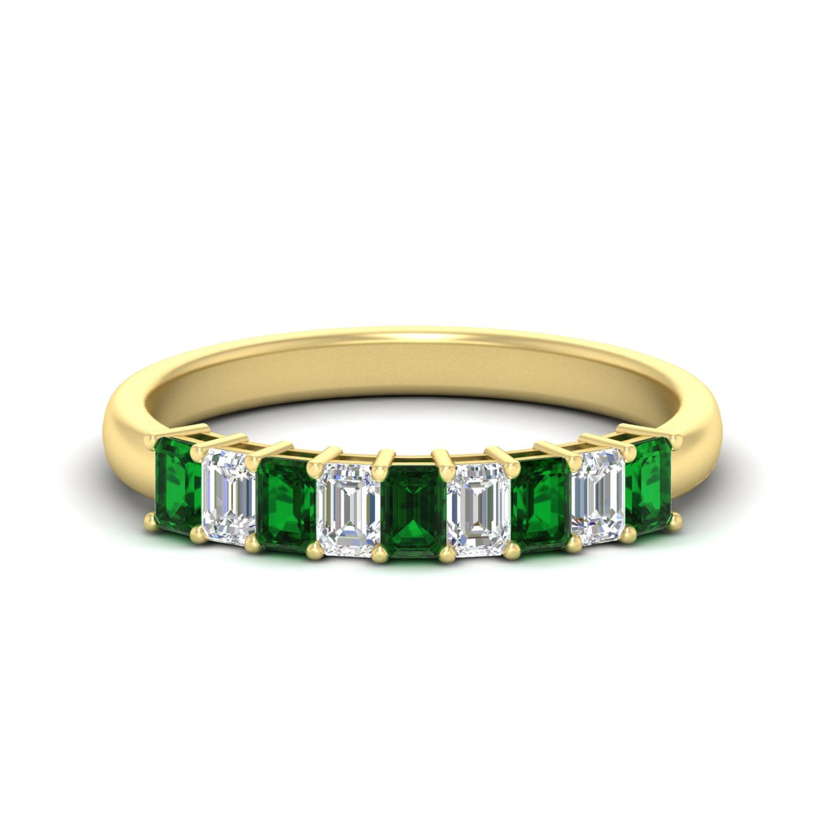 1 Carat Nine Stone Emerald Cut Wedding Band