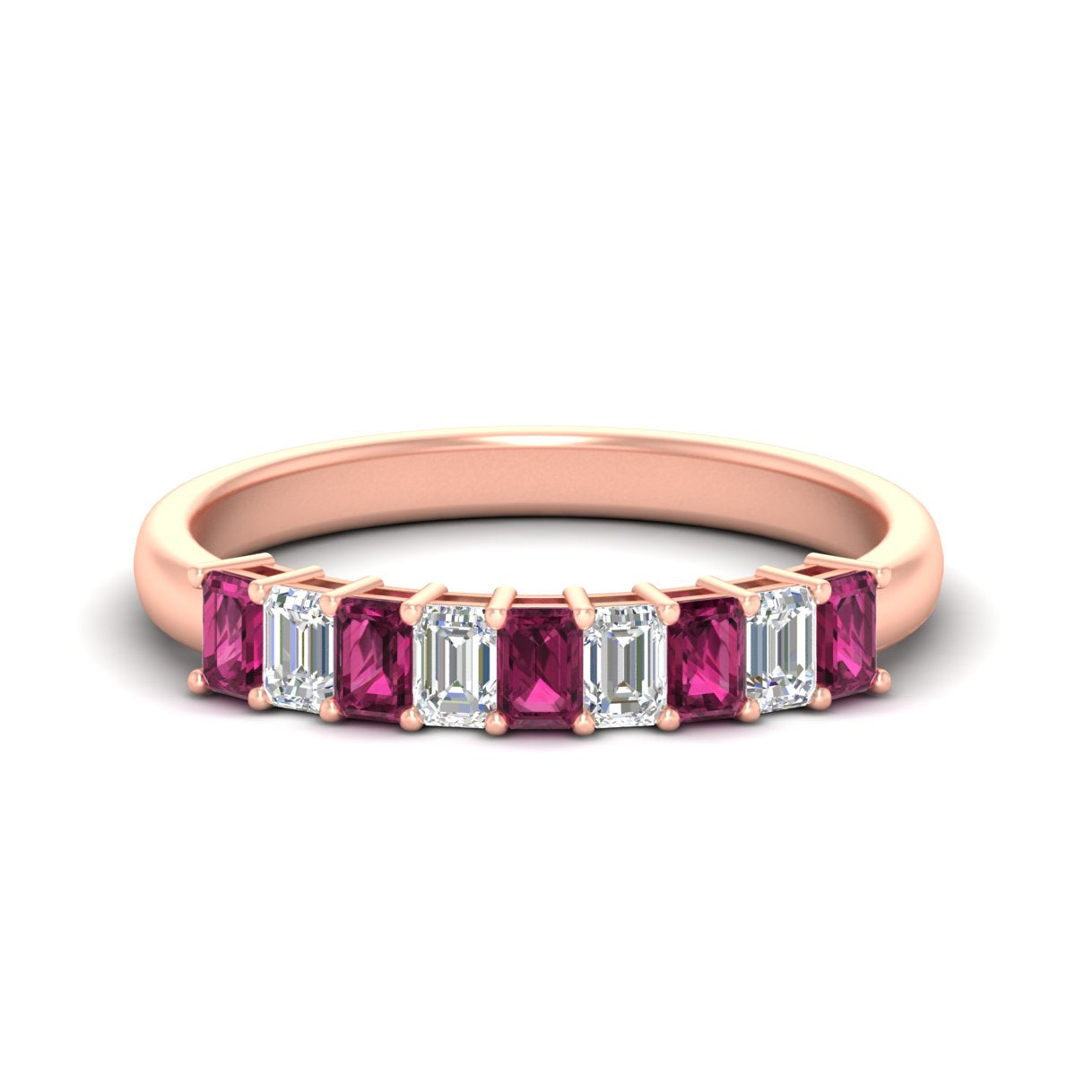 1 Carat Nine Stone Emerald Cut Wedding Band