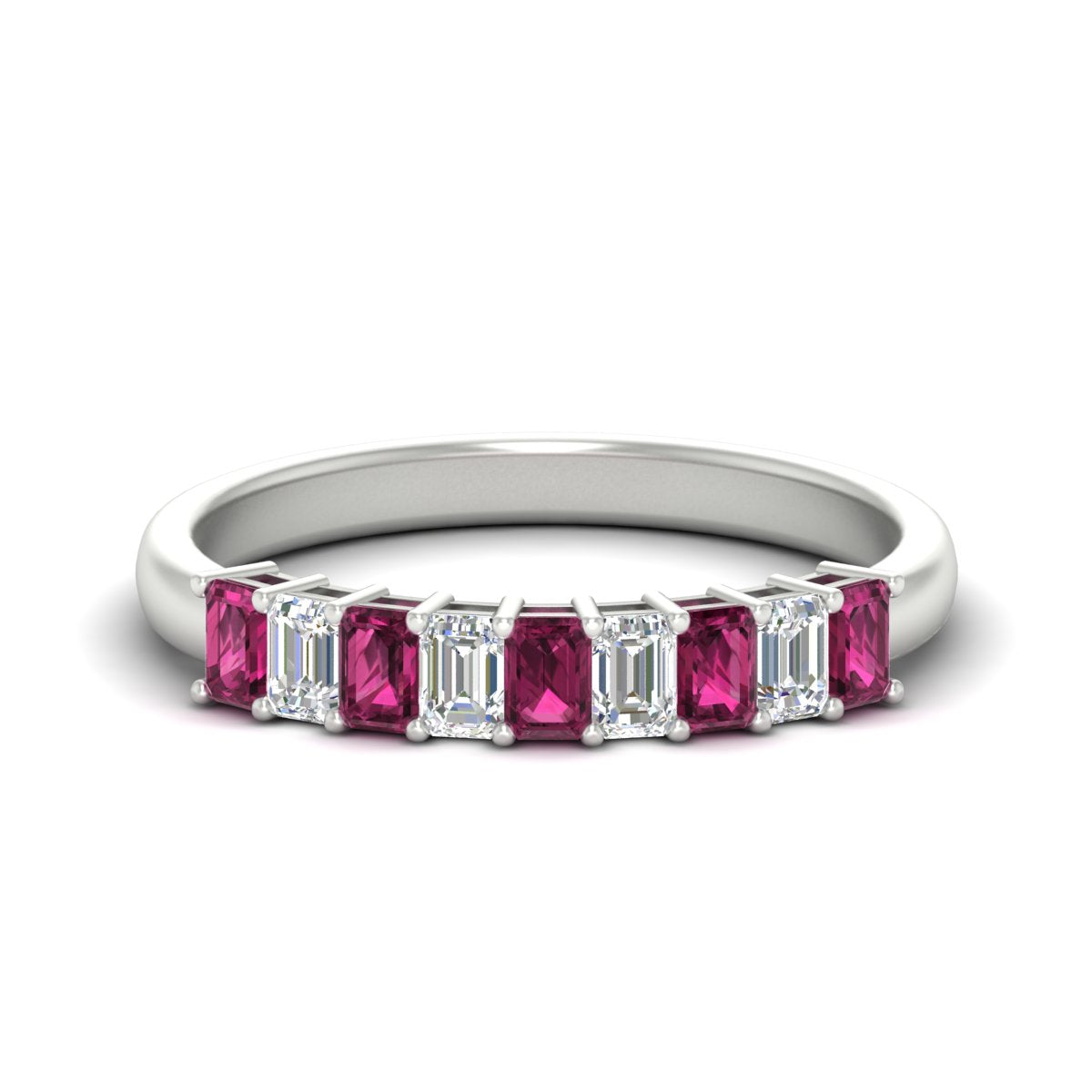 1 Carat Nine Stone Emerald Cut Wedding Band