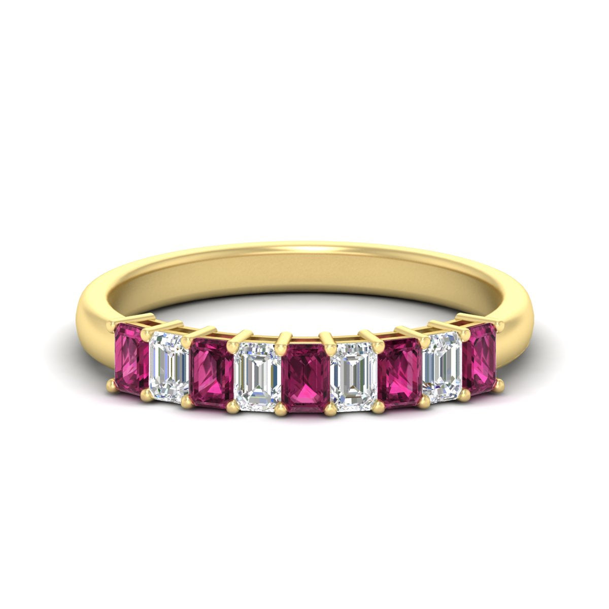 1 Carat Nine Stone Emerald Cut Wedding Band