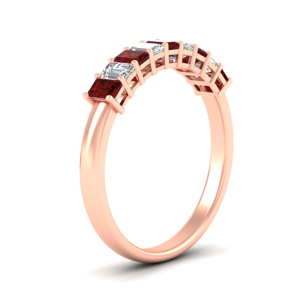 1 Carat Nine Stone Emerald Cut Wedding Band