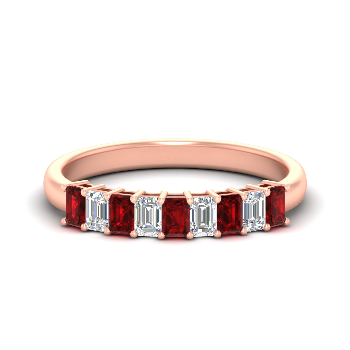 1 Carat Nine Stone Emerald Cut Wedding Band