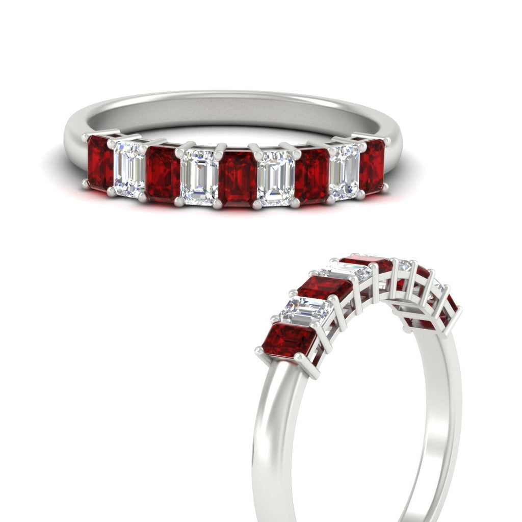 1 Carat Nine Stone Emerald Cut Wedding Band