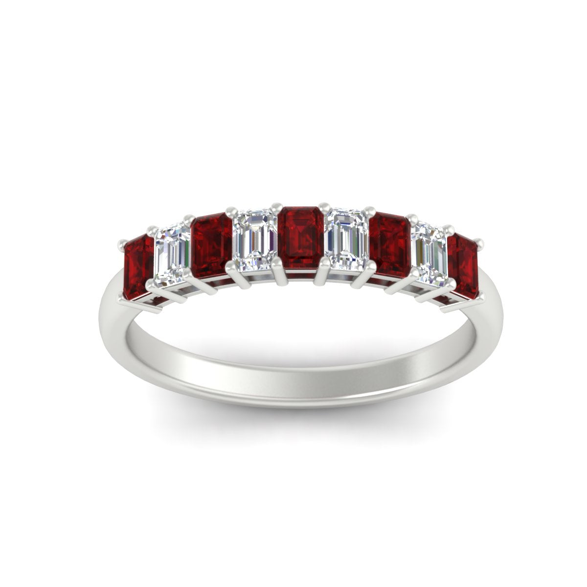 1 Carat Nine Stone Emerald Cut Wedding Band