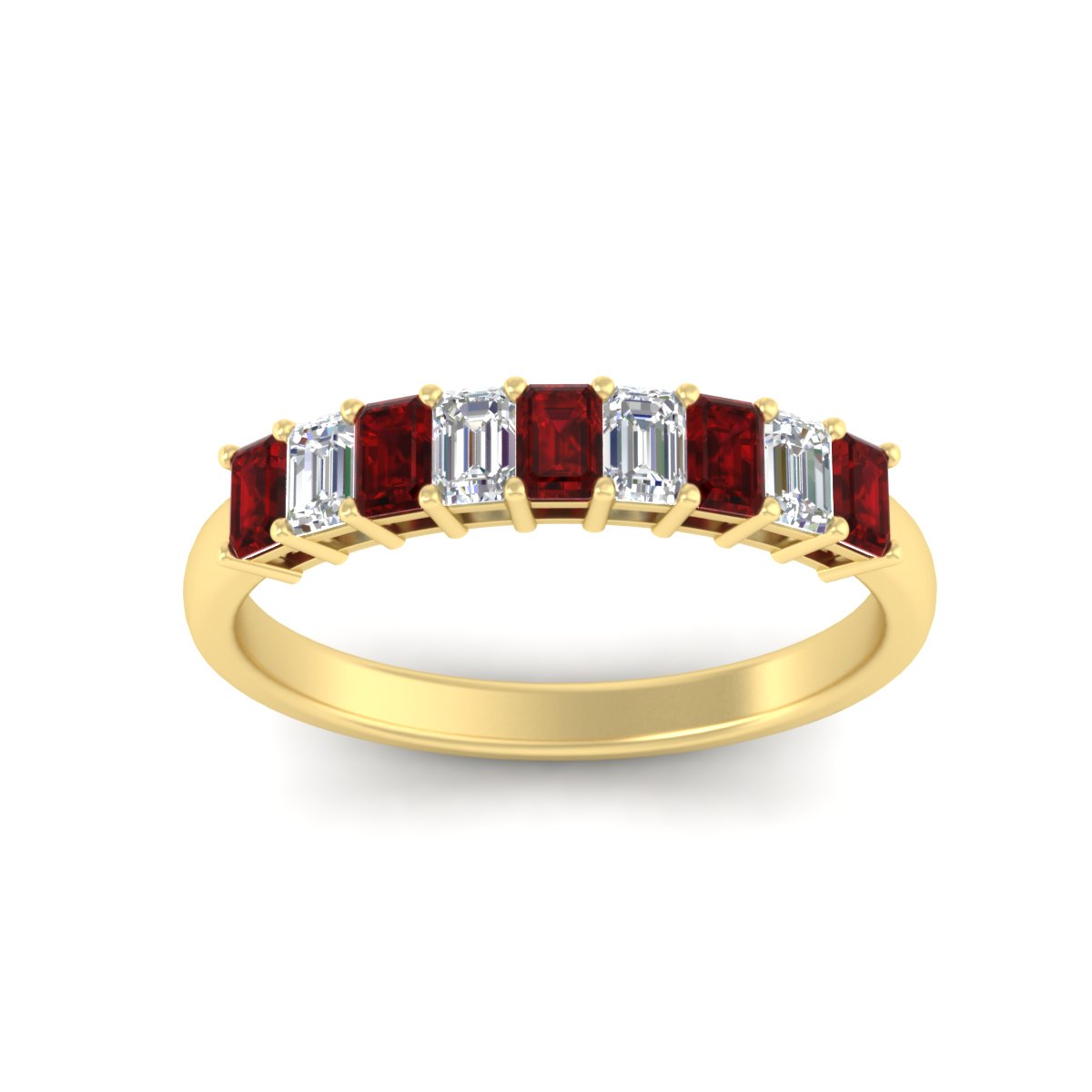 1 Carat Nine Stone Emerald Cut Wedding Band