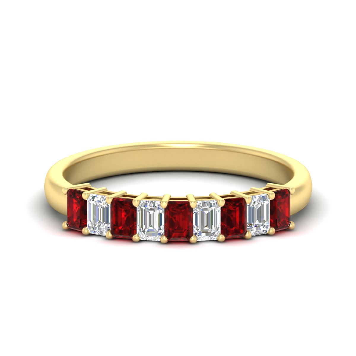 1 Carat Nine Stone Emerald Cut Wedding Band