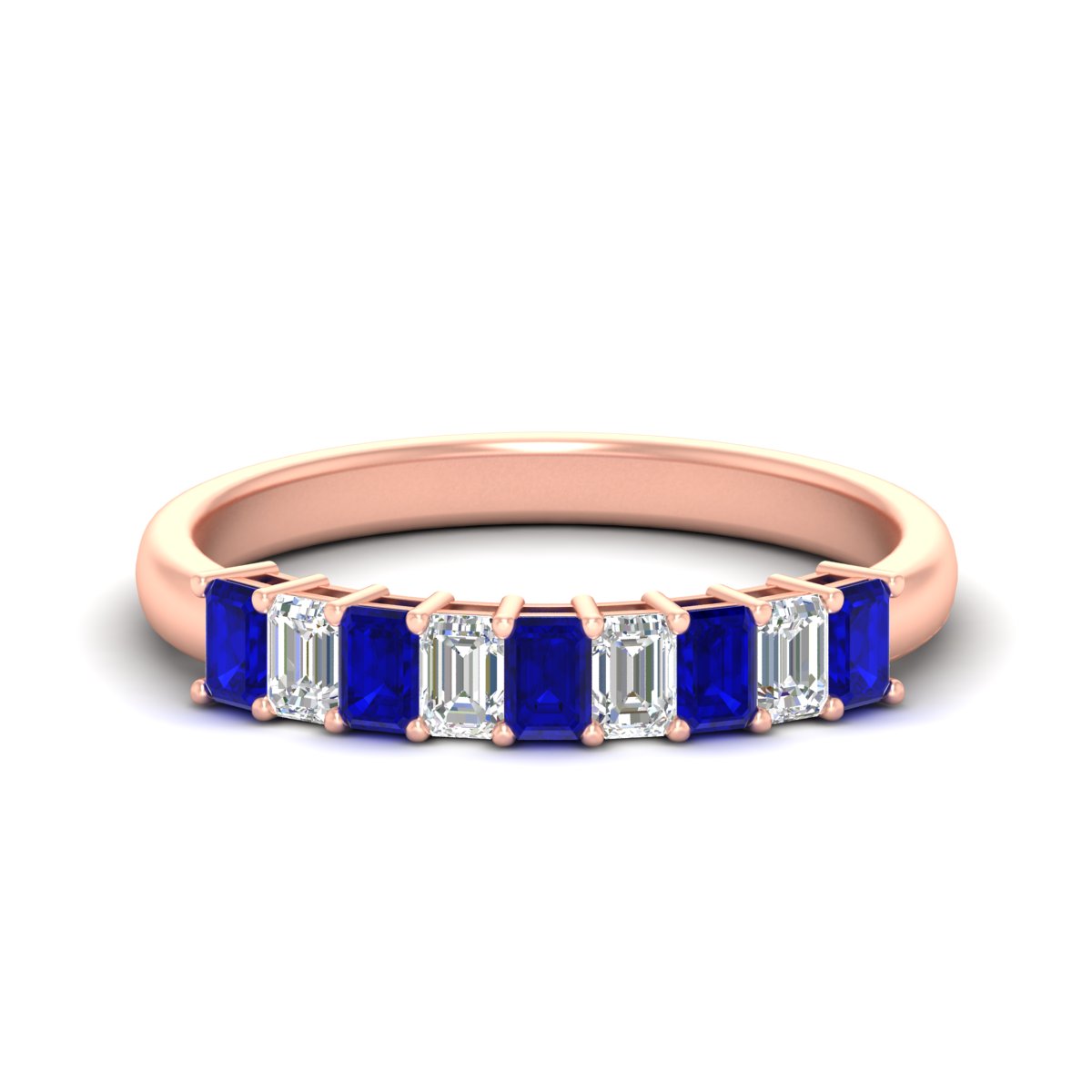 1 Carat Nine Stone Emerald Cut Wedding Band