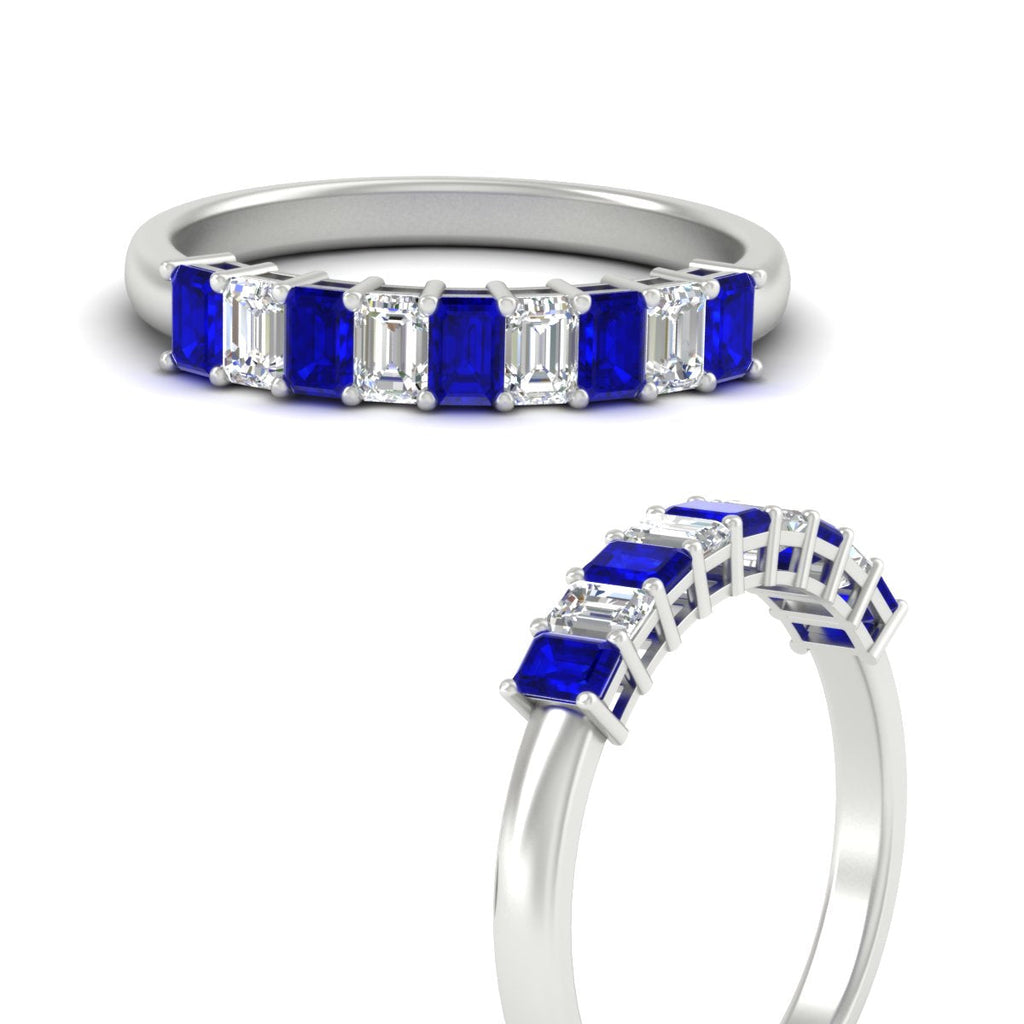 1 Carat Nine Stone Emerald Cut Wedding Band