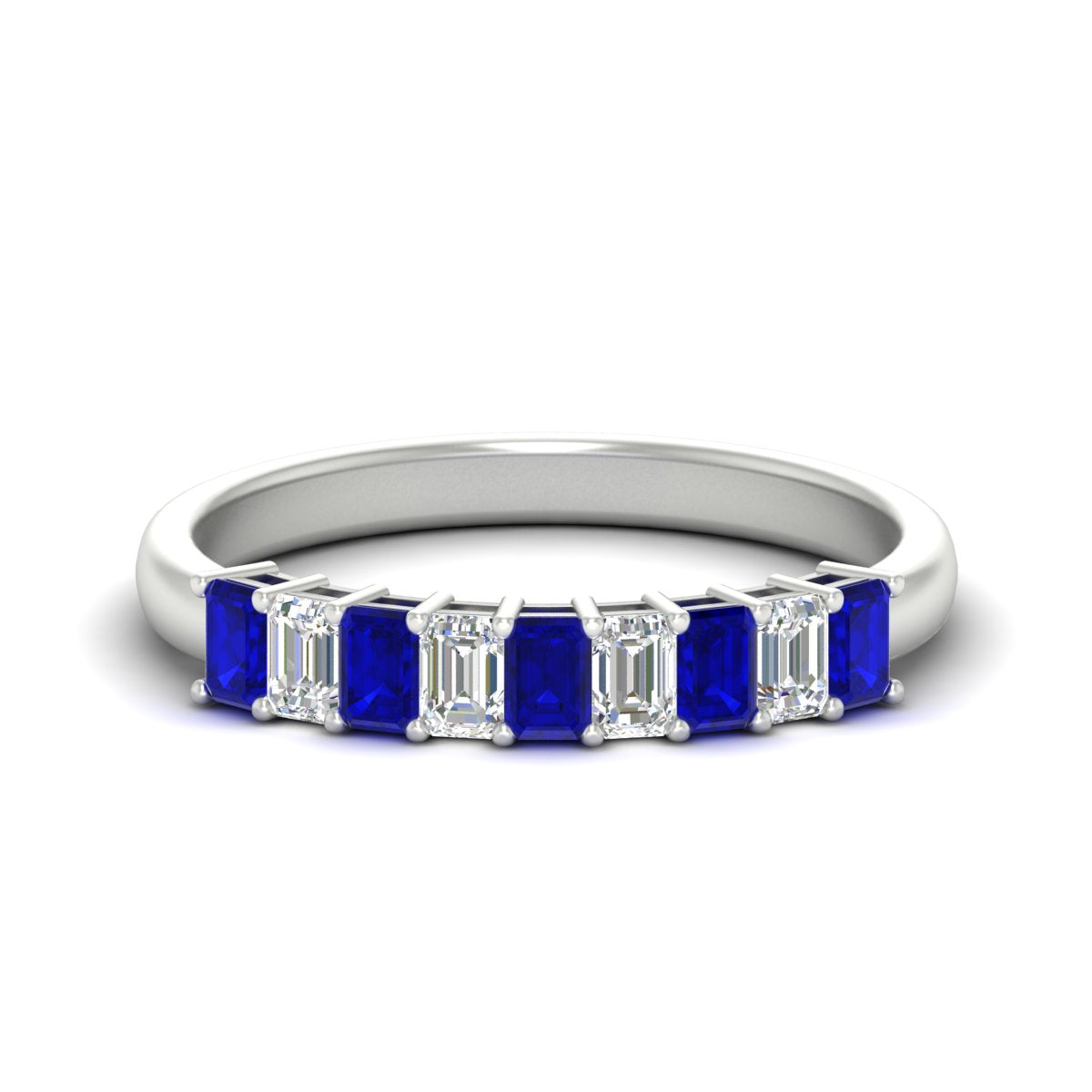1 Carat Nine Stone Emerald Cut Wedding Band