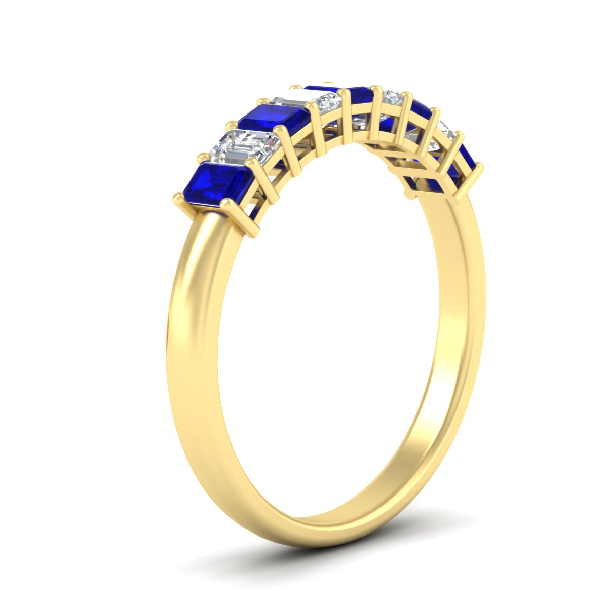 1 Carat Nine Stone Emerald Cut Wedding Band