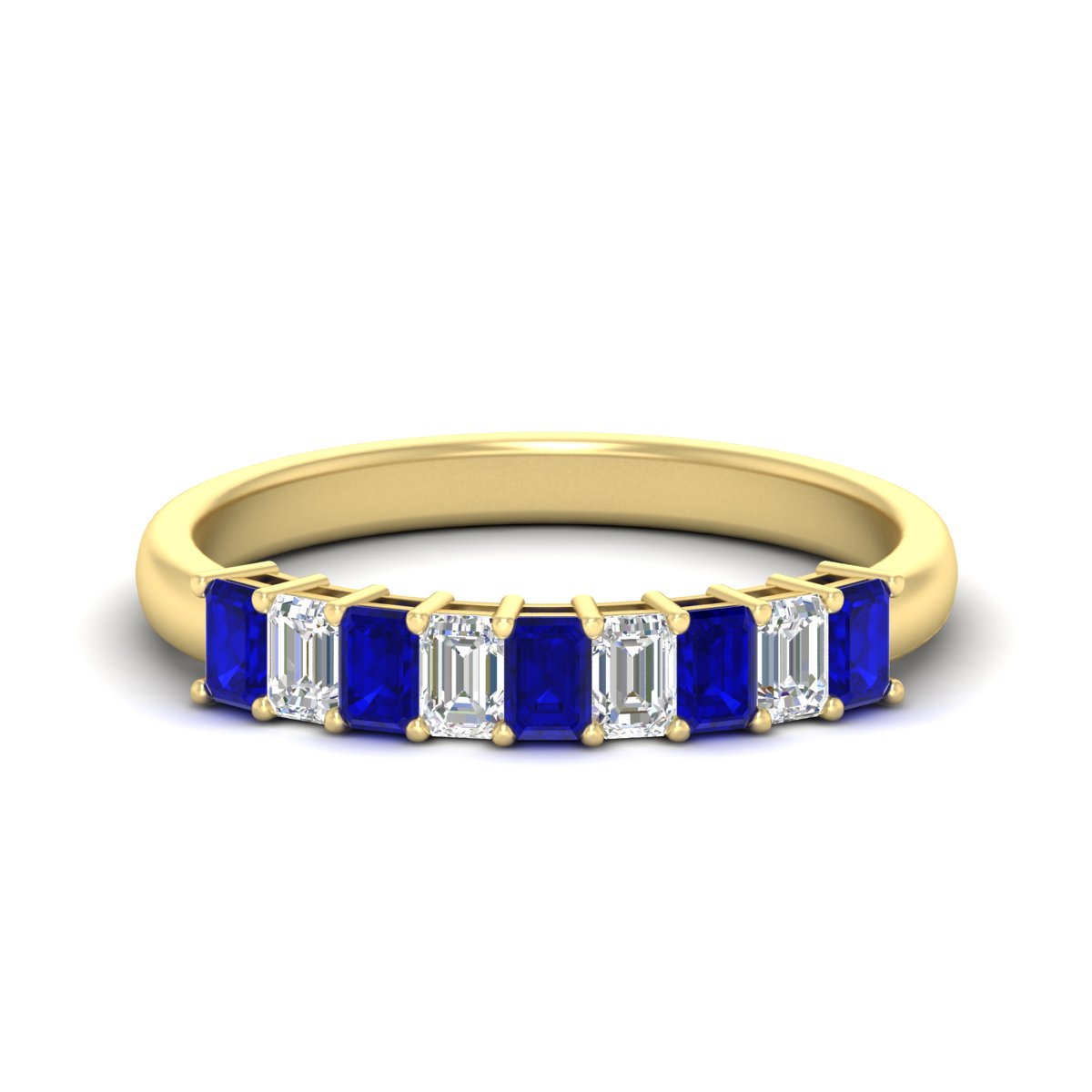 1 Carat Nine Stone Emerald Cut Wedding Band
