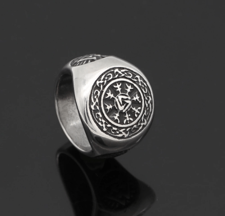 Vikings Helm of Awe Valknut Stainless Steel Ring | Rings | Wiccan Center