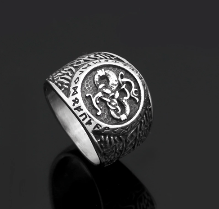 Vikings Runic Raven Mask Stainless Steel Ring | Rings | Wiccan Center