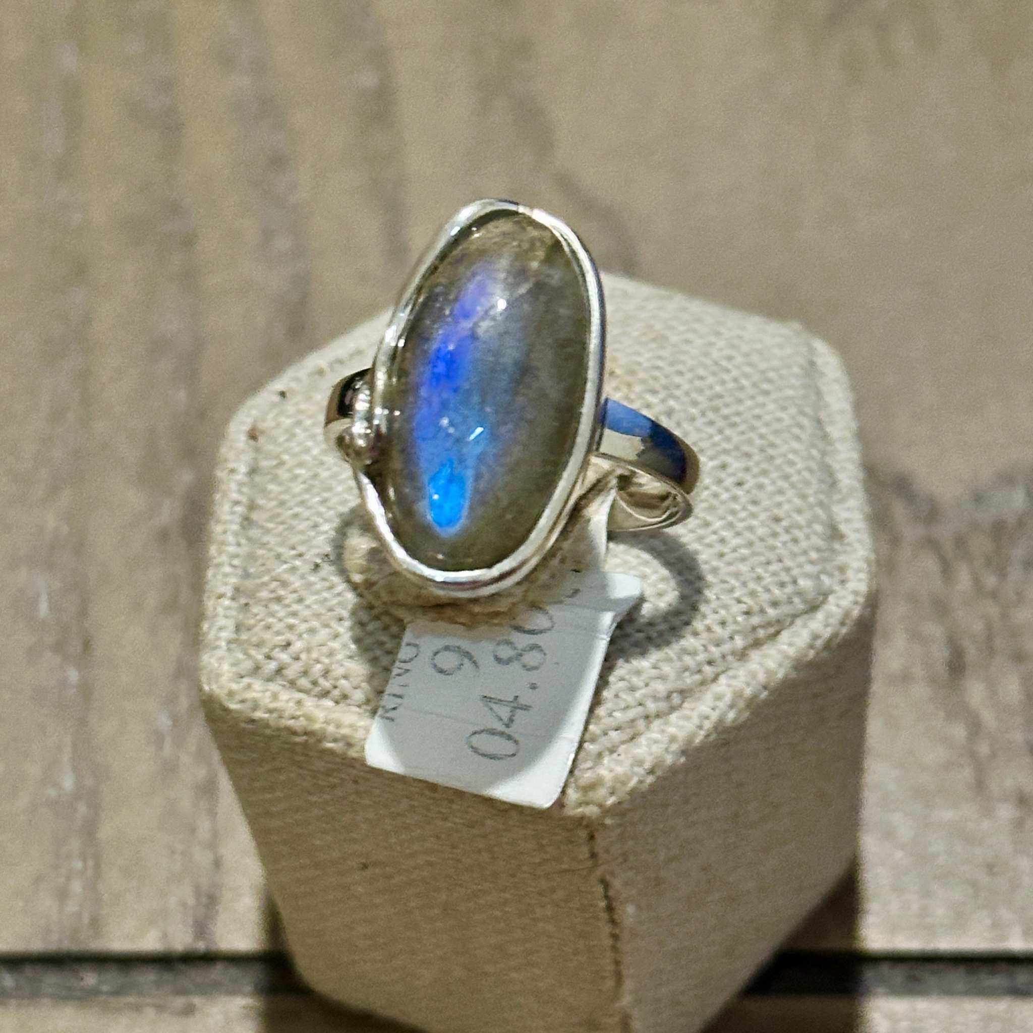 Labradorite Oval Wrapped-Band Ring – Sterling Silver – Size 5 & Size 9 | Rings | Wiccan Center
