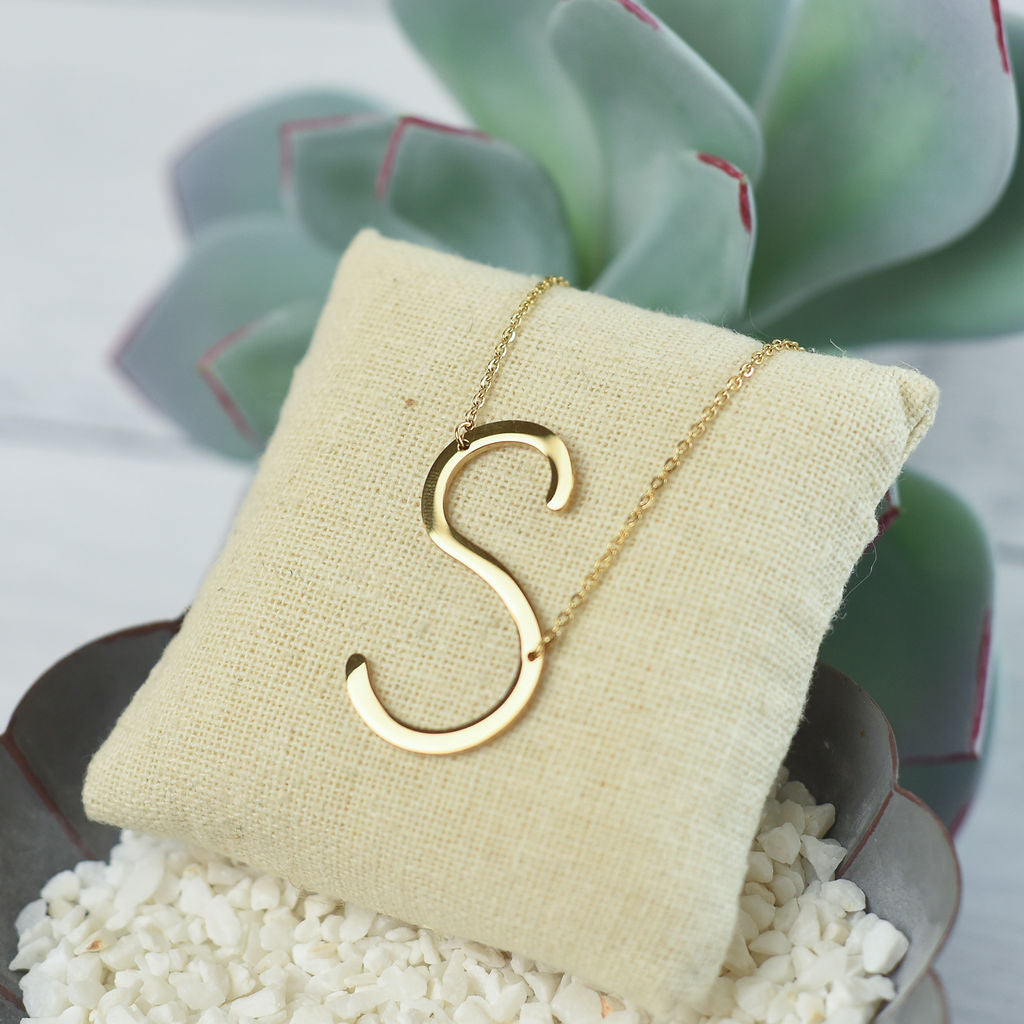 Large Letter / Initial Necklace in Gold | Necklace | Wiccan Center