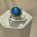 Labradorite Oval Rope-Frame Ring – Sterling Silver – Sizes 5 & 9 | Rings | Wiccan Center