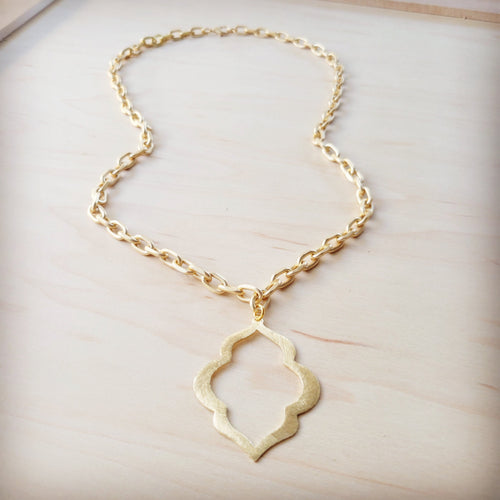 **Moroccan Oasis Matte Gold Pendant Necklace 257li