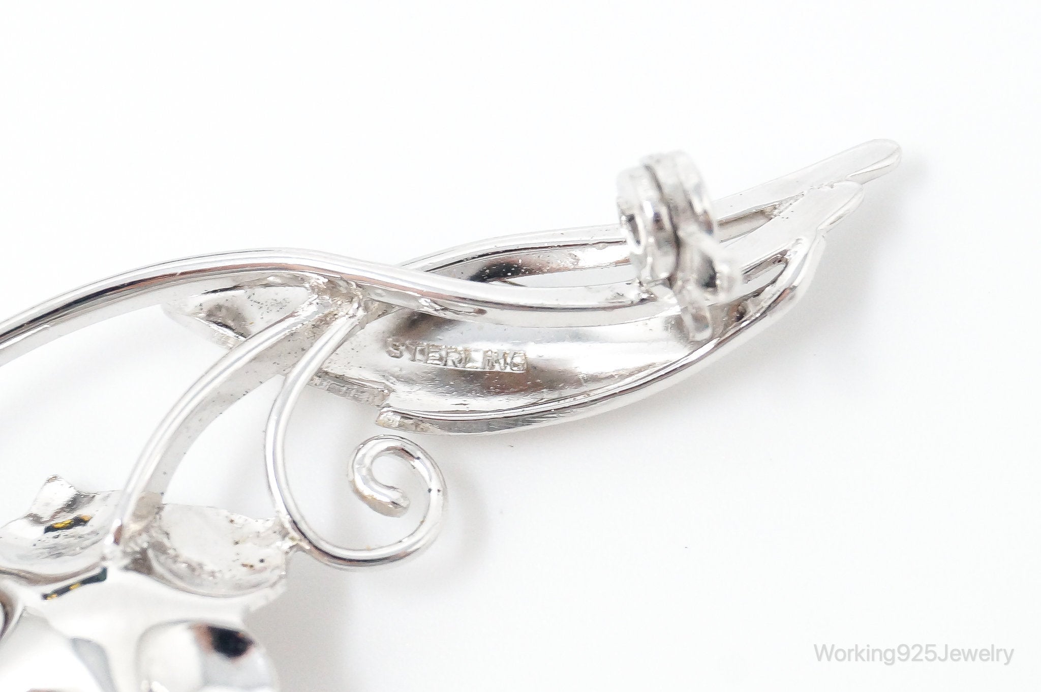 Antique Floral Pearl Sterling Silver Brooch Pin | Jewelry > Brooches, Pins & Clips | Wiccan Center