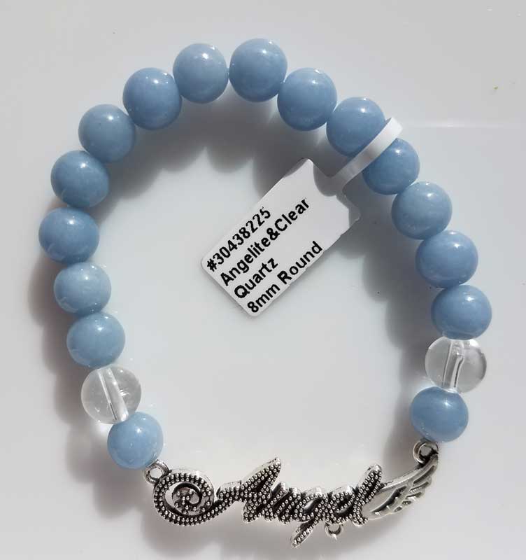 Angelite & Quartz Angel - Bracelet | Jewelry-Bracelet | Wiccan Center
