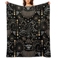 Dark Academia Gothic Frog Grunge Moon Phases Magic, Fairycore Occult Goth Fantasy Plush Throw Blanket