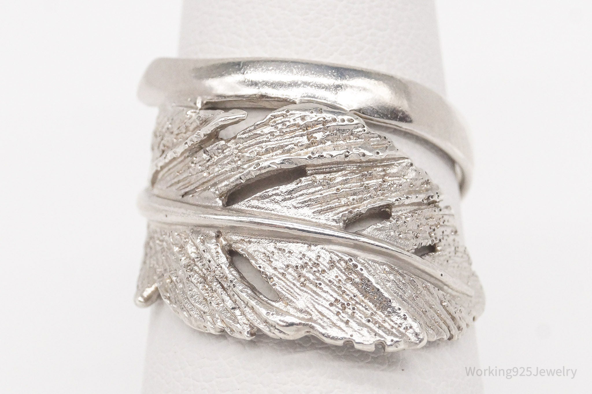 Vintage Italian Designer RCI Leaf Feather Sterling Silver Ring - Size 7.5 | Jewelry > Rings | Wiccan Center