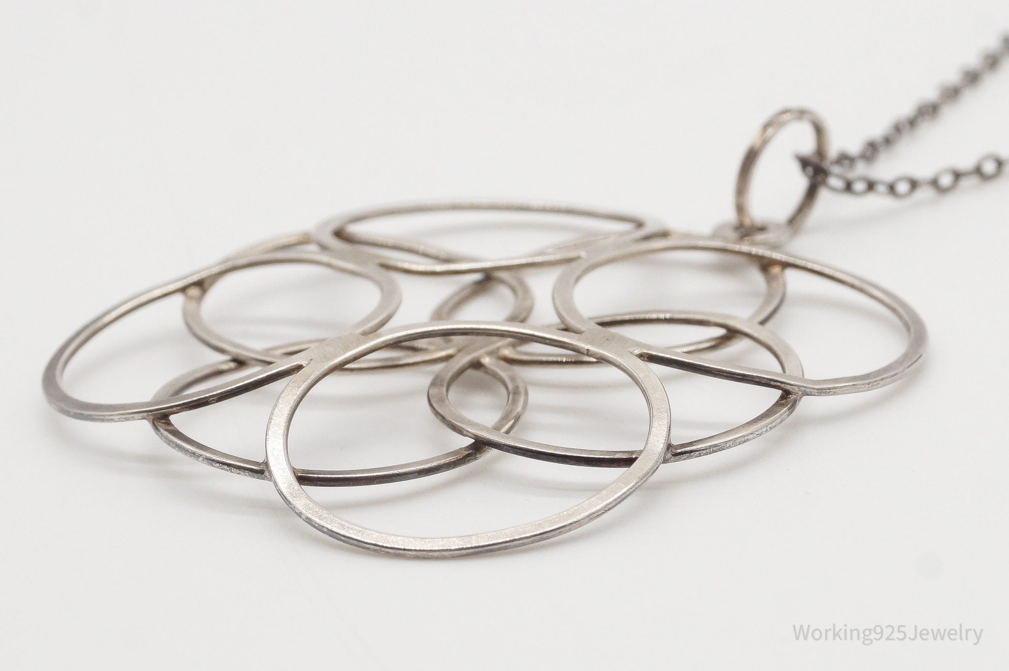 Vintage Modernist Linked Circles Sterling Silver Pendant - 835S Silver Chain | Jewelry > Necklaces > Pendants | Wiccan Center