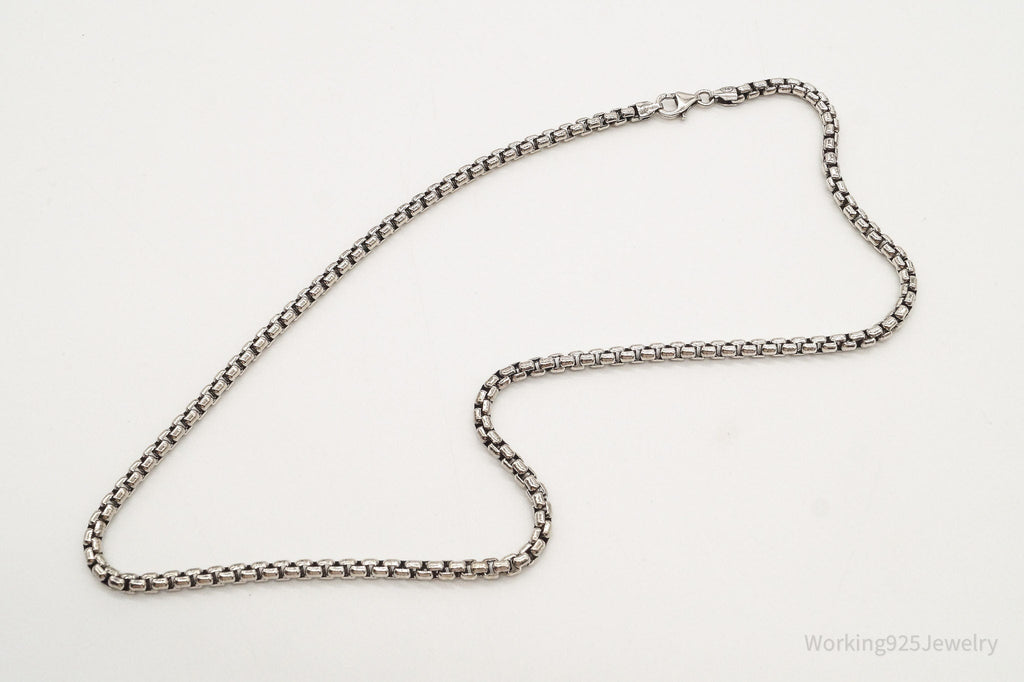 Vintage High Fashion Sterling Silver Puffy Box Chain Link Necklace | Jewelry > Necklaces > Pendants | Wiccan Center