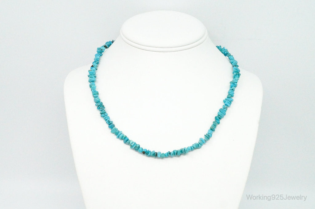 Vintage Native American Shop QT Turquoise Sterling Silver Bead Necklace | Jewelry > Necklaces > Pendants | Wiccan Center