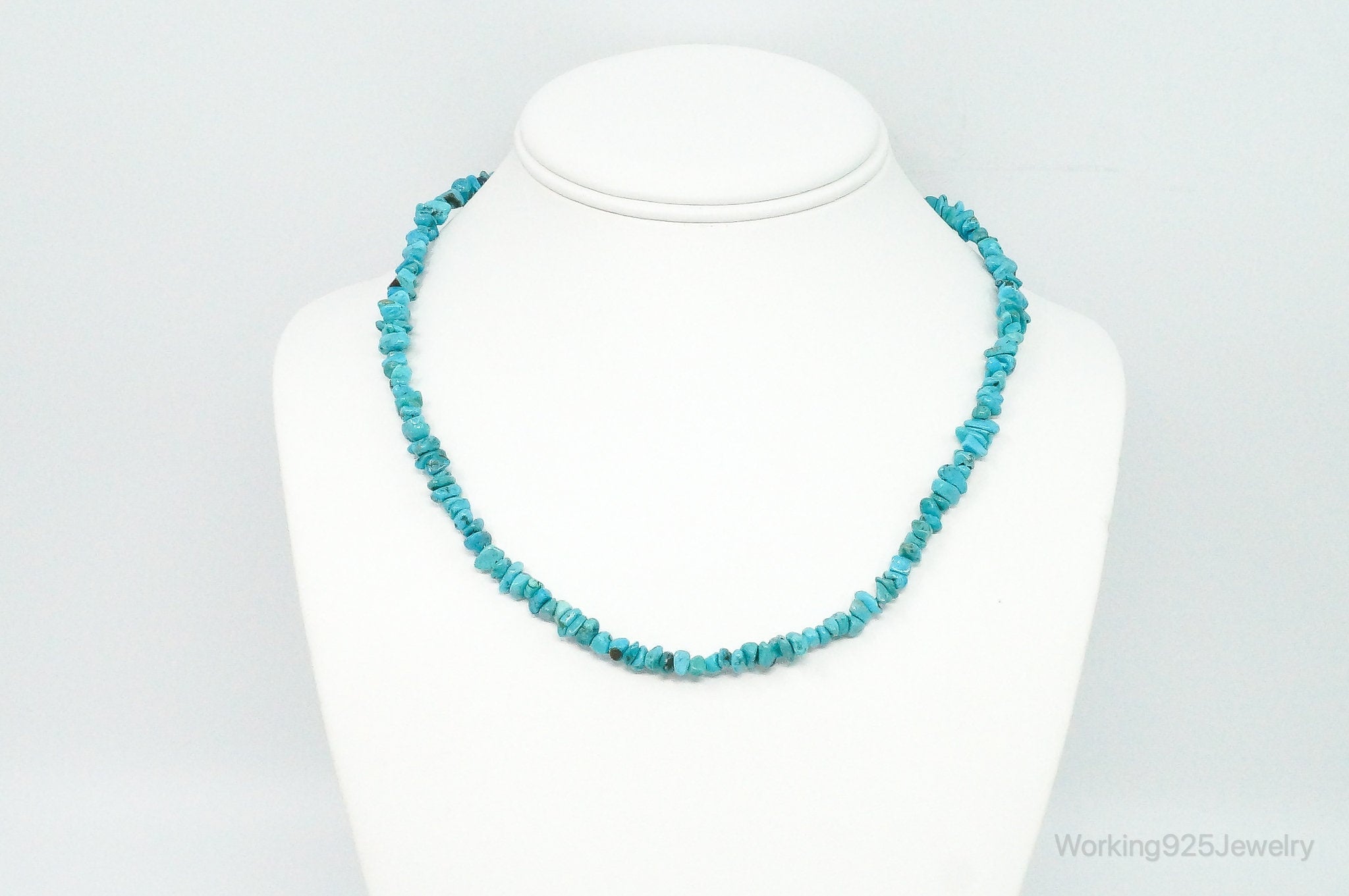 Vintage Native American Shop QT Turquoise Sterling Silver Bead Necklace | Jewelry > Necklaces > Pendants | Wiccan Center