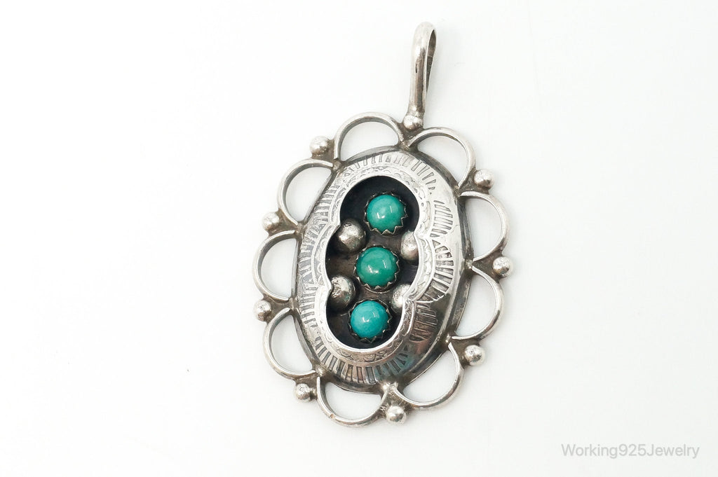 Vintage Native American Unsigned Turquoise Sterling Silver Pendant | Jewelry > Necklaces > Pendants | Wiccan Center